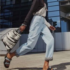 MISSONI High Rise Baggy Jeans Zig Zag Cuff